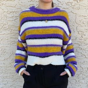 Topshop Fuzzy Striped Sweater